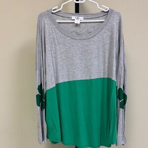 Gray and Green Women's Top